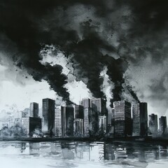 Urban Skyline with Dramatic Cloudy Sky