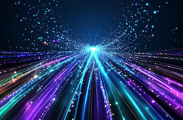 Obraz premium Abstract Blue and Purple Glowing Light Lines on Dark Background for Vector Presentation Design and Elegant Digital Artwork