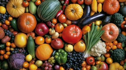 A Bountiful Harvest Of Colorful Fruits And Vegetables