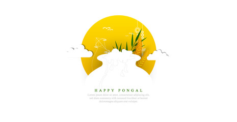 vector illustration of Happy Pongal Holiday of Tamil Nadu South India.	