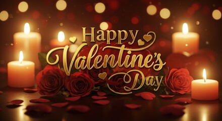 Romantic Valentine's Day Candlelight:  A warm and inviting setting with lit candles and two red roses, a gentle reminder of the day's meaning.  Perfect for your Valentine's Day wishes. 