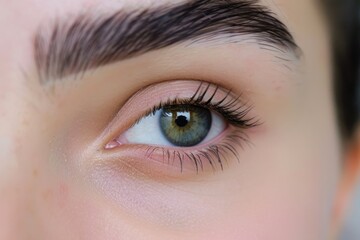 Beauty salon workflow  microblading  tinting  semi permanent eyebrows. Model focus.