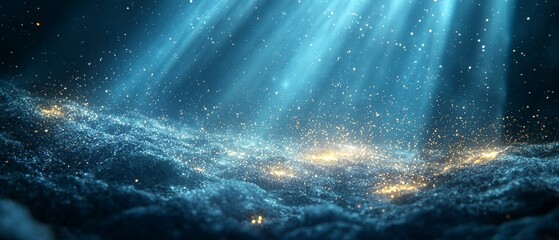 Corporate animation template featuring a sleek and floating abstract scene with sparkling lights and a mystical atmosphere