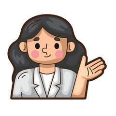 Friendly female doctor gesturing, suitable for healthcare brochures, medical blog posts, and hospital websites portraying a warm and welcoming atmosphere