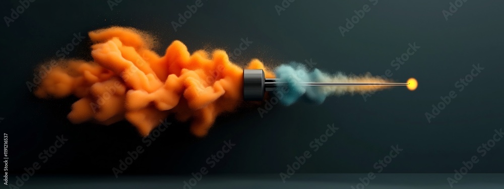 Poster vibrant 3d depicting a tuning fork emitting waves of different frequencies creating a dynamic and co