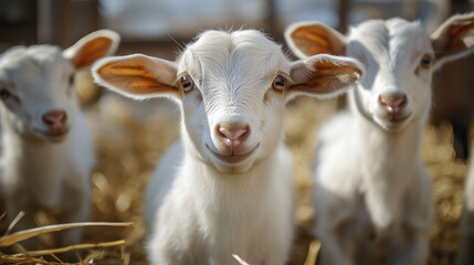 Obraz premium Three little white goats 
