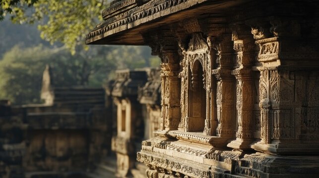 A close-up of traditional architecture in Saswad, featuring old stone structures and scenic surroundings