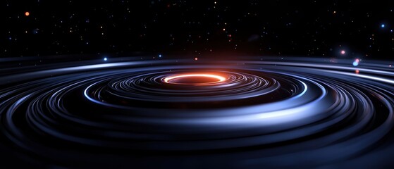 Obraz premium A captivating view of a black hole, surrounded by swirling cosmic matter and glowing light.