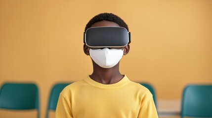 Child Engaged in Augmented Reality Learning with Virtual Headset