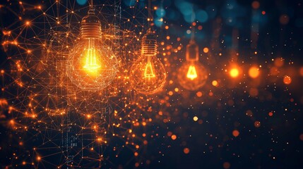 Fototapeta premium Innovative business concept map with interconnected elements and light bulb design for creative strategy planning