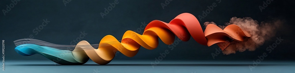 Poster vibrant depicting a vibrating string generating diverse sound frequencies through oscillating waves 