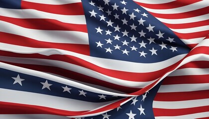 Fototapeta premium The American flag waves proudly, its stars and stripes rendered in a vibrant 3D vector illustration with a detailed closeup.