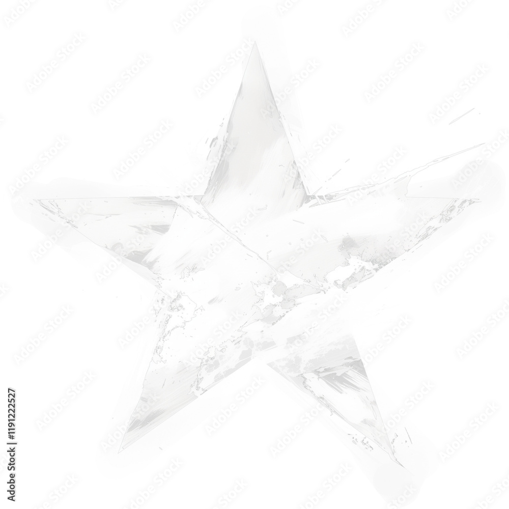 Aufkleber White star with dry brush texture, isolated on transparency background, creating bold and artistic contrast. rough edges and paint splatters add dynamic, expressive feel