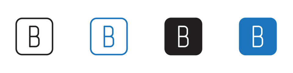 B alphabet icon Flat line symbol