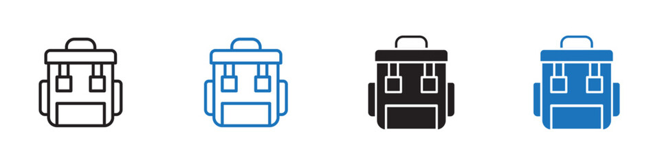 Backpack icon Flat line symbol