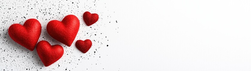 Fototapeta premium A stylish arrangement of red hearts on a textured background, perfect for expressing love and affection.