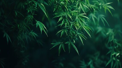 Lush Green Cannabis Plants Growing Outdoors