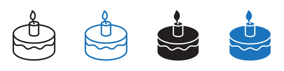 Birthday cake icon Flat line symbol