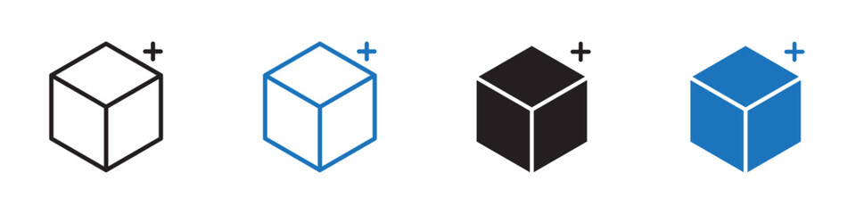 Box plus icon Flat line symbol