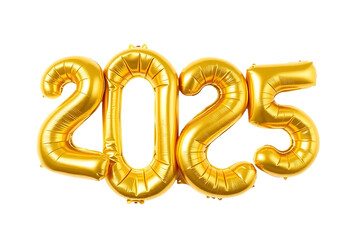 Teal 2025 Numbers, Balloon Numerals, Isolated on Transparent Background with Clipping Path Cut-Out