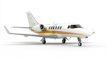 Sleek Private Jet with Elegant Design on White Background for Luxury Travel