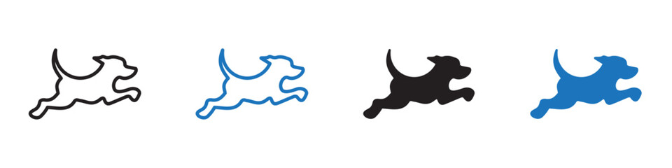 Dog run icon Flat line symbol