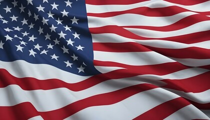 Obraz premium The United States flag, rendered in 3D, flows naturally in the breeze, highlighting the detailed texture of the fabric.