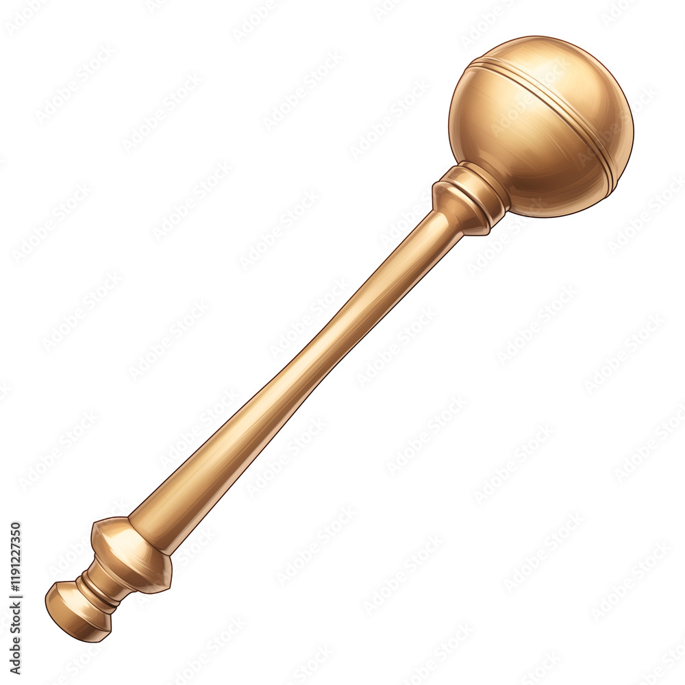 Poster bronze maraca icon made of metal, isolated on transparency background, showcasing smooth and polishe