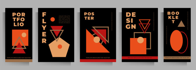 Cover design for brochure, booklet, book, poster, flyer. Set of vector geometric patterns. 