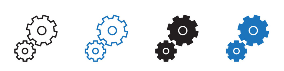 Gears icon Flat line symbol