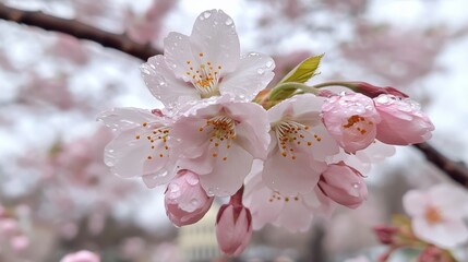 Obraz premium Delicate Pink Cherry Blossoms in Springtime