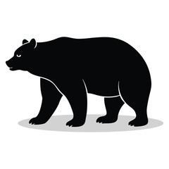 Bear silhouettes and icons. Black flat color simple elegant white background Bear animal vector art and illustration.
