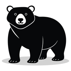Bear silhouettes and icons. Black flat color simple elegant white background Bear animal vector art and illustration.