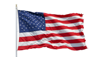 Obraz premium The American flag, rendered in 3D, flows beautifully in the wind, with intricate fabric texture adding realism.