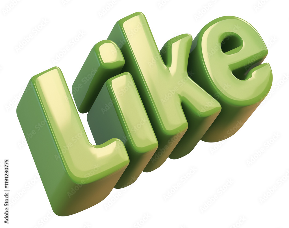 Poster Green Like icon with soft matte finish, isolated on transparency background, featuring 3D design and vibrant color for social media or digital communication purposes