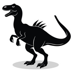 Dinosaur silhouettes and icons. Black flat color simple elegant white background Dinosaur animal vector art and illustration.