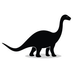 Dinosaur silhouettes and icons. Black flat color simple elegant white background Dinosaur animal vector art and illustration.
