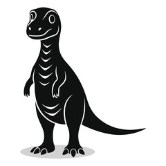Dinosaur silhouettes and icons. Black flat color simple elegant white background Dinosaur animal vector art and illustration.