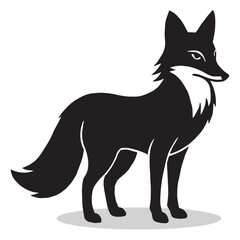Fox silhouettes and icons. Black flat color simple elegant white background Fox animal vector art and illustration.