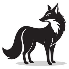Fox silhouettes and icons. Black flat color simple elegant white background Fox animal vector art and illustration.