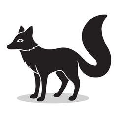 Fox silhouettes and icons. Black flat color simple elegant white background Fox animal vector art and illustration.