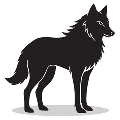 Wolves silhouettes and icons. Black flat color simple elegant white background Wolves animal vector art and illustration.