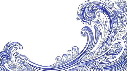 Fototapeta premium Elegant Blue Swirling Floral Design Frame
