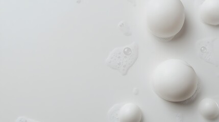 White Bubbles Floating In A White Liquid Background