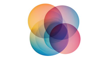 Abstract overlapping circle graphic transparent background