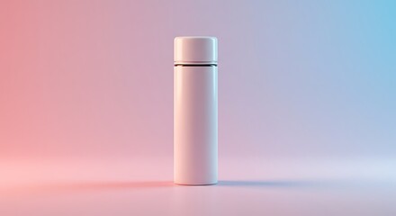 Sleek Minimalist Cylindrical Bottle Mockup on Gradient Pastel Background
