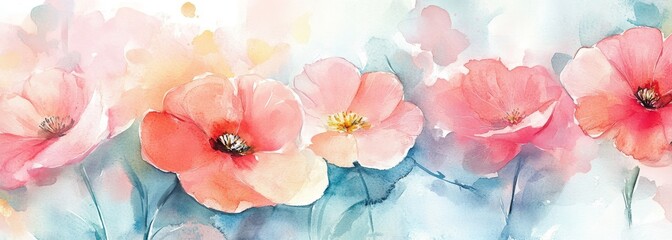 Watercolor spring floral composition background
