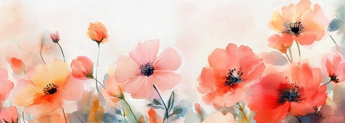 Watercolor spring floral composition background
