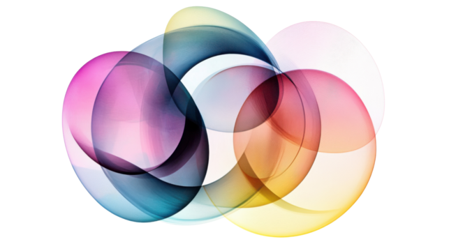 Abstract overlapping circle graphic transparent background