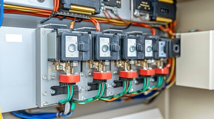 Electrical Panel With Circuit Breakers And Wiring